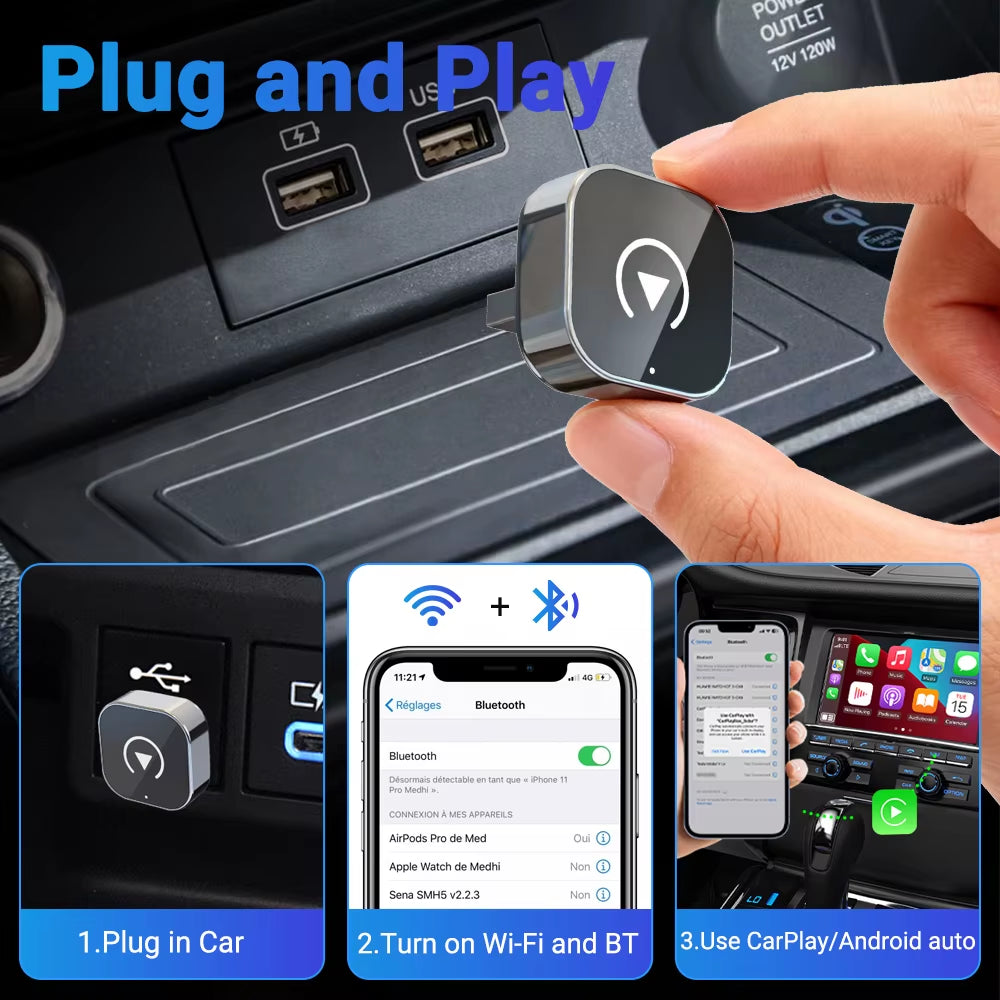 Transform Your Drive with the 2-in-1 Wireless Carplay and Android Auto AI Smart Box for Top Car Brands