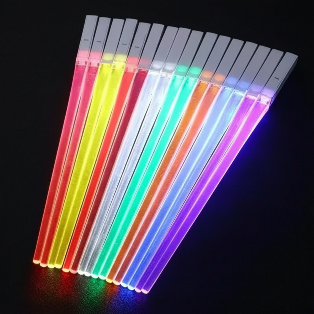 Set of colorful glow sticks on a black background